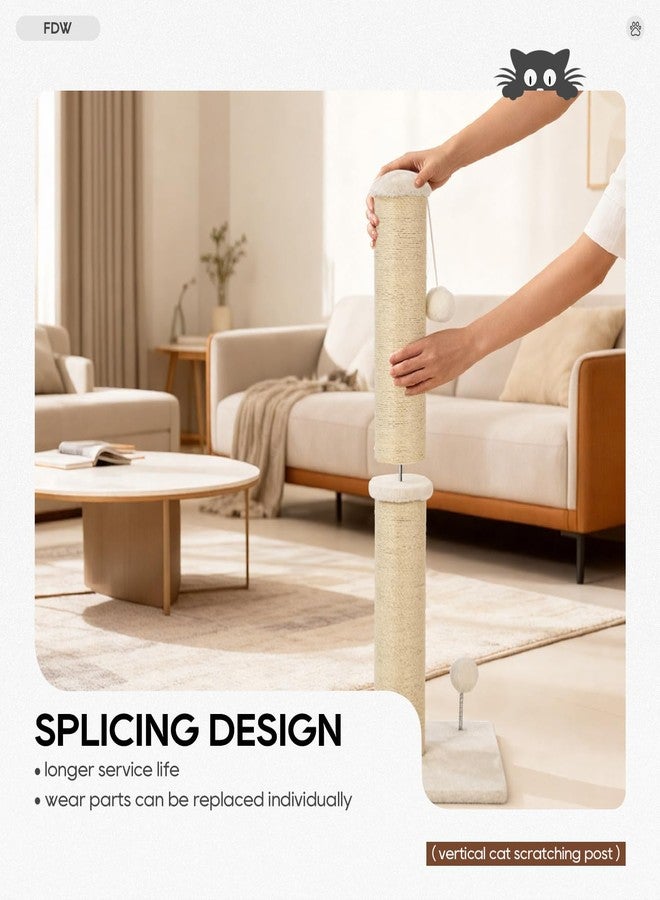 FDW 22 Inch Cat Scratching Post Cat Scratcher Natural Sisal Rope Scratch Post Kitten Trees with Hanging Ball for Indoor Cats,Beige - Image 4